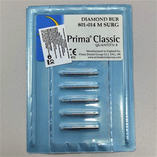 Боры алмазные FG, 801-014 M SURG (хируг. дл.), 5шт, Prima Dental