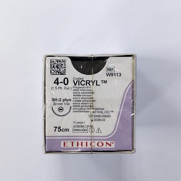 W9113 Викрил (VICRYL), 4-0, 75 см, с иглой 20 мм (12 шт/уп)