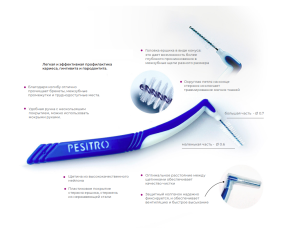 Межзубная щетка (ершики) для чистки зубов с пластиковой ручкой Pesitro L-type